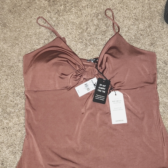 BNWT EXPRESS RUST COLORED BODY CONTOUR TIE FRONT BODYSUIT - Picture 3 of 8